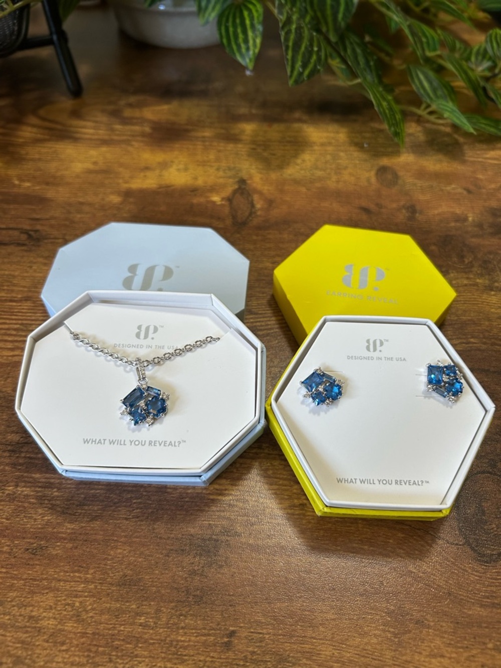 Bomb Party OG Matching Necklace & Earring Set, Aqua Blue Spinel & Rhodium